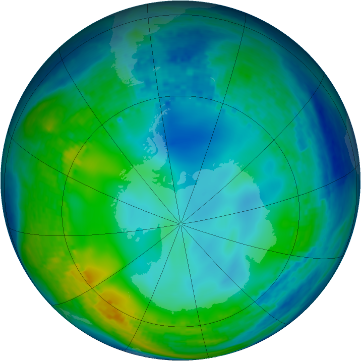 Antarctic ozone map for 01 June 2004